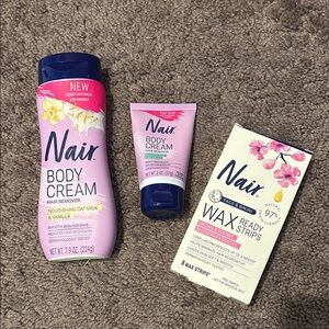Nair body cream and wax hair removal strips bundle